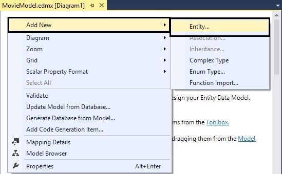 Adding New Entity in Data Model